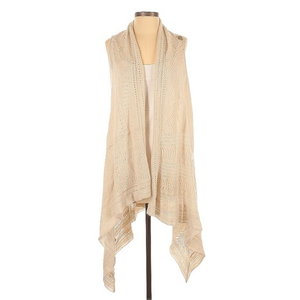 Angel of the North Anthropologie XS/S cream crochet ‎ wool blend open knit vest